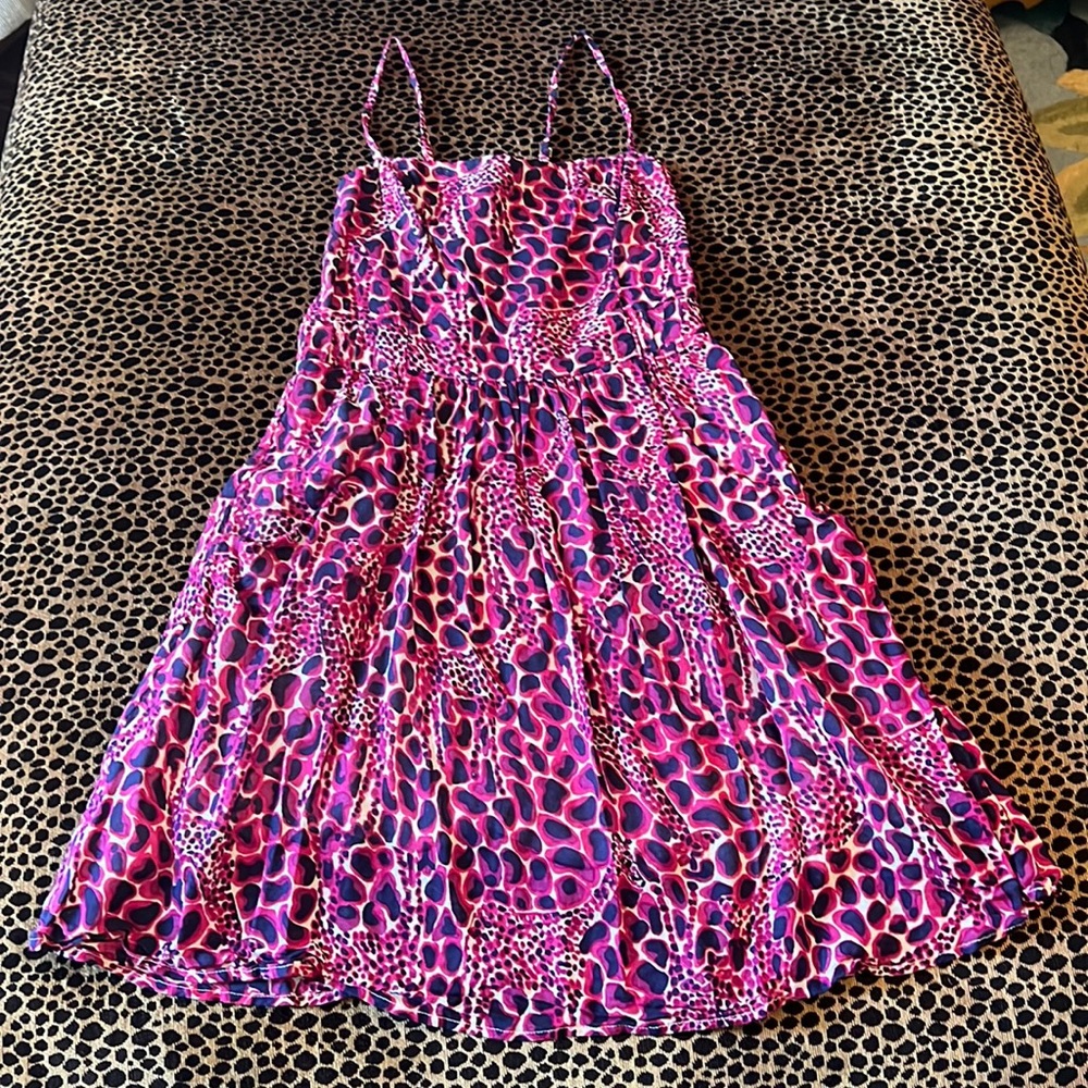 Lilly Pulitzer  SUNDRESS DRESS IN NAVY AND FUCHSIA WITH ADJUSTABLE STRAPS SZ S